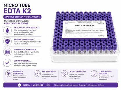 Tubo EDTA K2 0,5 ml – Tapa Lila x100