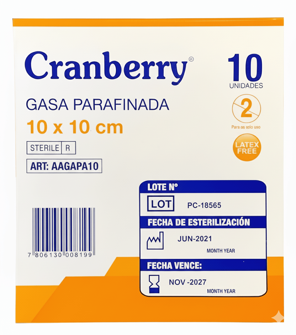 FASMED Apósito Caja 10 unid Gasa Parafinada Estéril 10x10 cm  Caja 10 – FASMED.cl