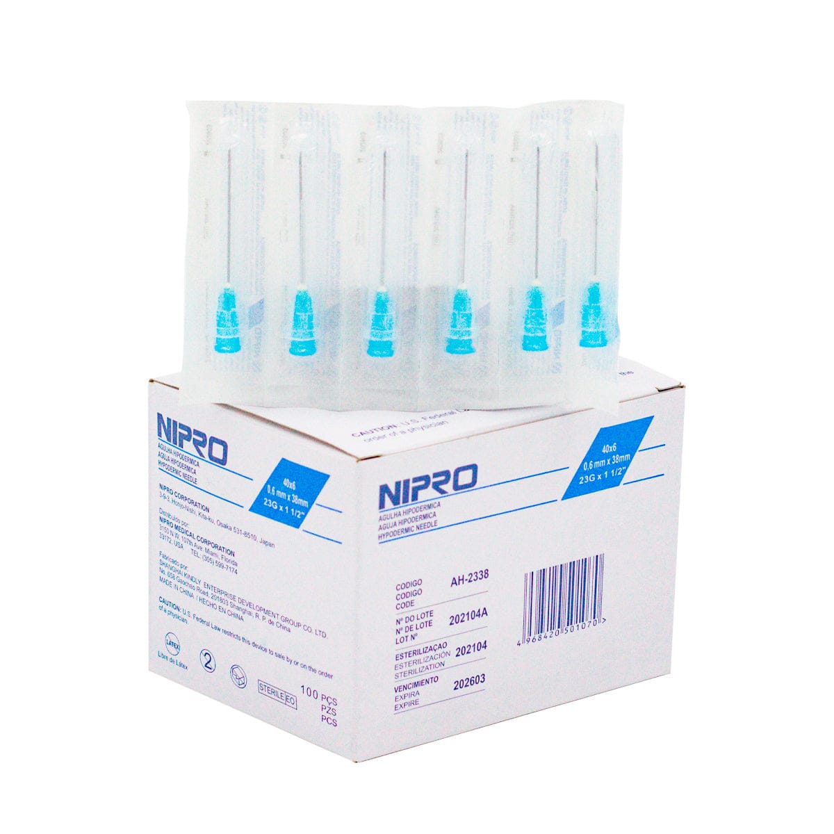 FASMED.CL Aguja Hipodérmica 23G X 3/4 Agujas Hipodérmicas Nipro Desechables Caja x100