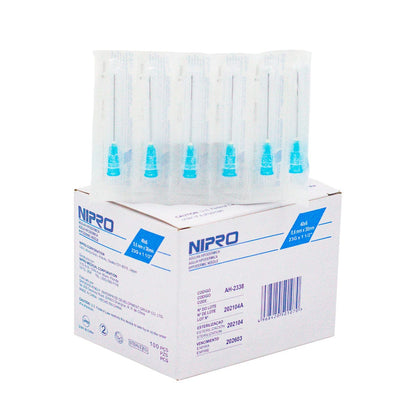 FASMED.CL Aguja Hipodérmica 23G X 3/4 Agujas Hipodérmicas Nipro Desechables Caja x100