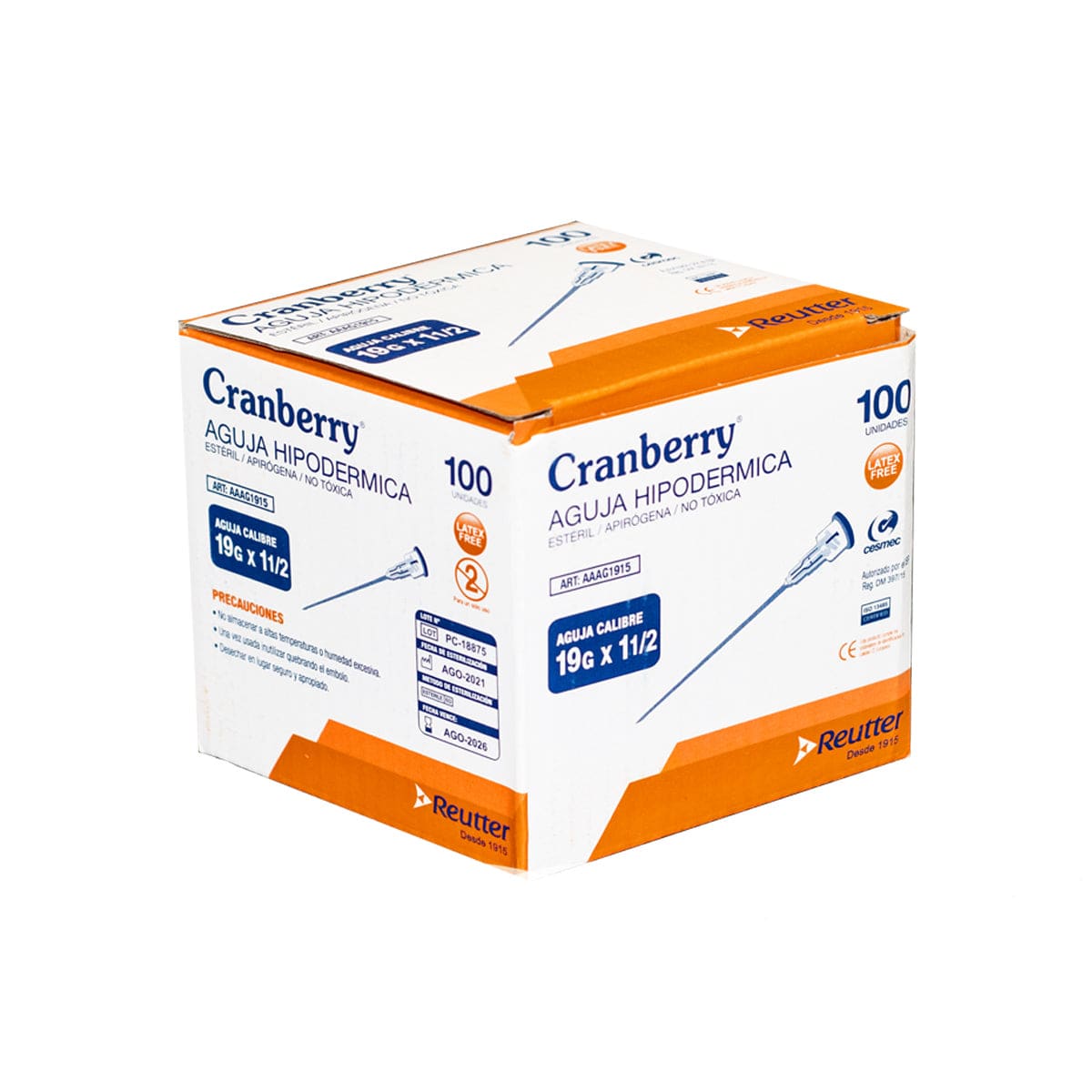 FASMED.CL aguja hipodermica Agujas Hipodérmicas Estériles Cranberry x100 | Varios Calibres
