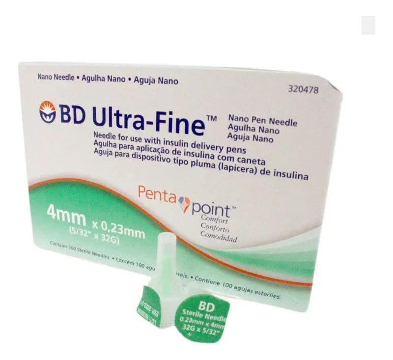 FASMED.CL Aguja lápiz de insulina Bd Ultra-fina 4mmx 0.23mm Caja X 100 nidades