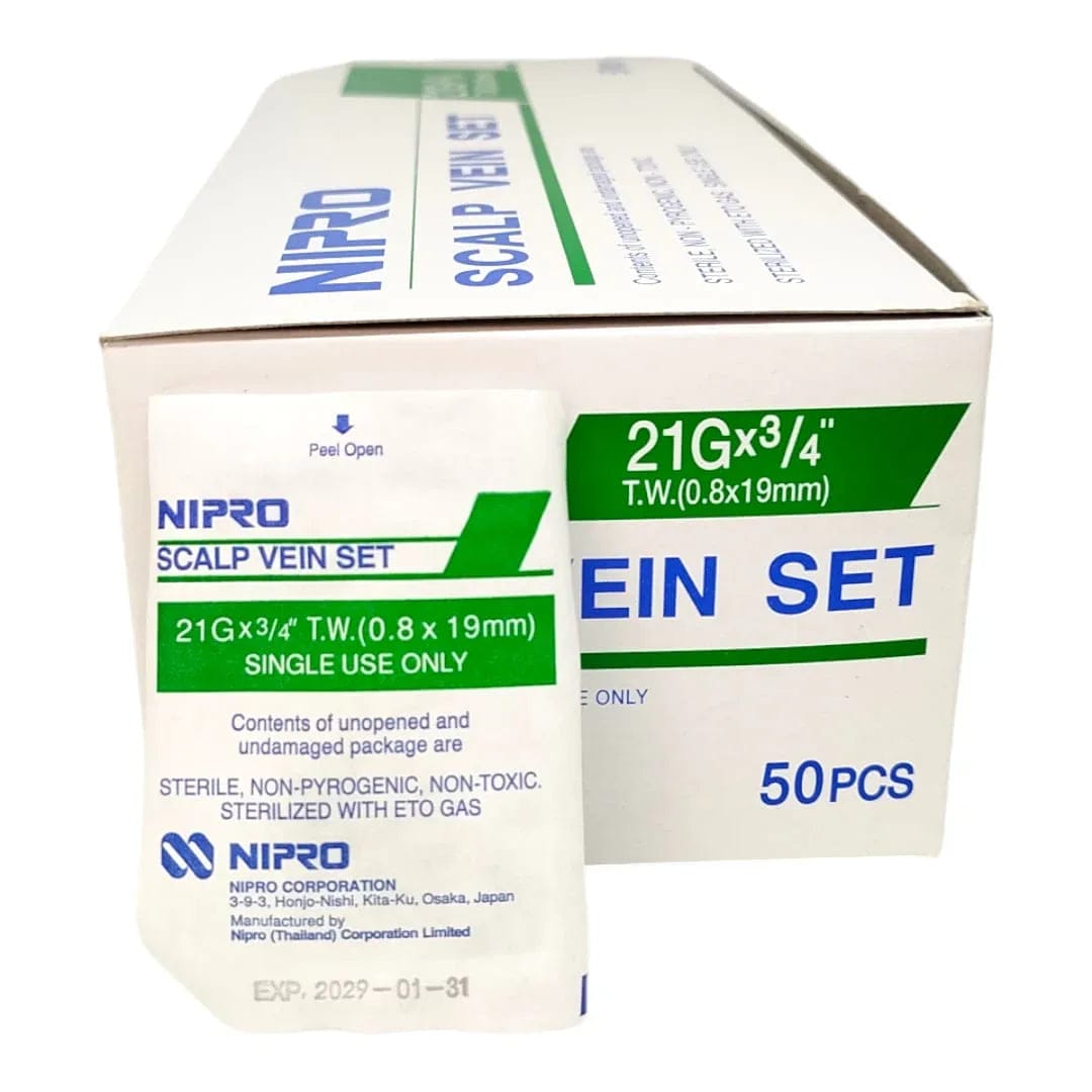 FASMED.CL Aguja Mariposa 21G x 3/4 Aguja Mariposa 21G x 3/4" Estéril  Nipro Caja Por 50 Unidades