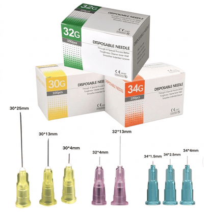 FASMED.CL aguja mesoterapia Agujas Hipodérmicas para Mesoterapia Luer Lock 30G 32G 34G – Caja 100 Unidades