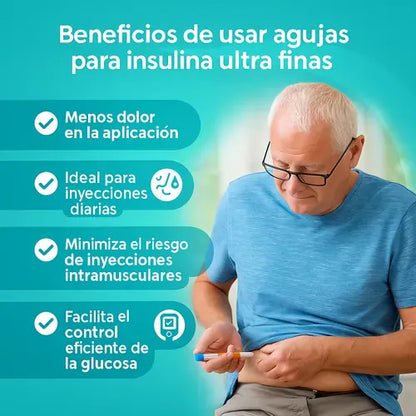 FASMED.CL Agujas lápiz Insulina Cranberry 32G 4mm Aguja Lápiz Insulina Cranberry 32G x4mm Ultra Fina x100