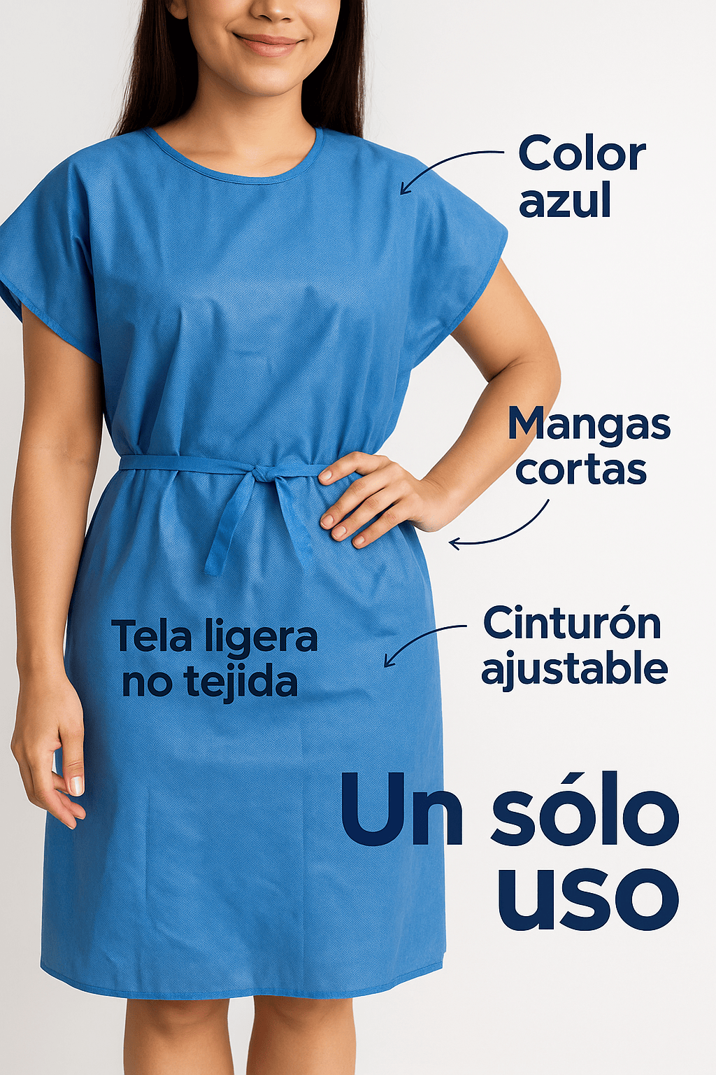 FASMED.CL Bata Desechable SMS Bata de Paciente Desechable SMS Azul | Talla Única | Uso Clínico y Estético