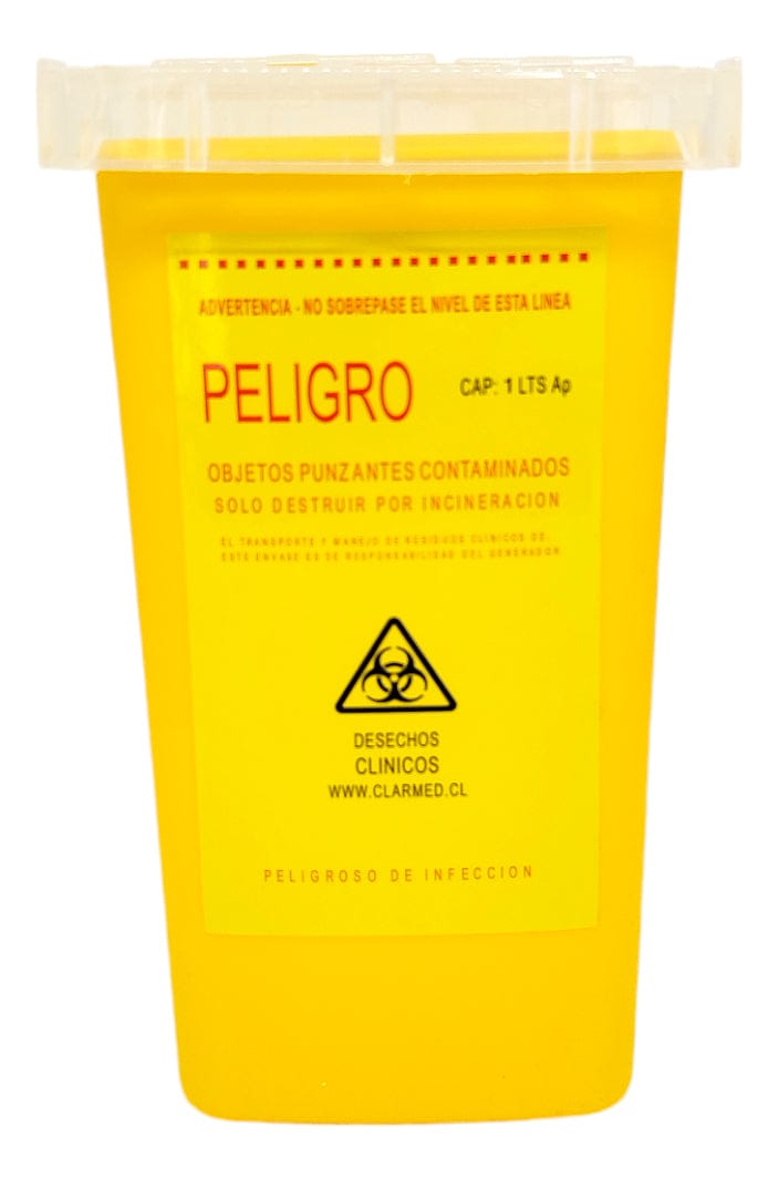 FASMED.CL Caja Eliminación Cortopunzante 1L Amarilla Caja Eliminación De Material Cortopunzante 1 Litro Amarilla