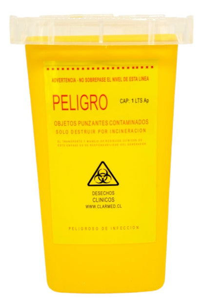 FASMED.CL Caja Eliminación Cortopunzante 1L Amarilla Caja Eliminación De Material Cortopunzante 1 Litro Amarilla