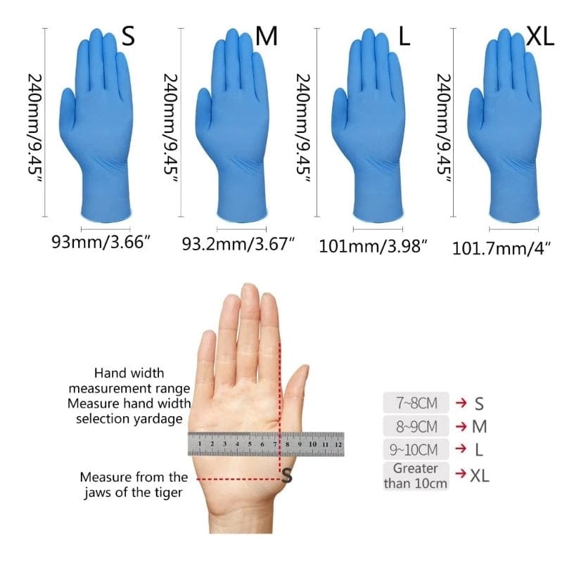 FASMED.CL Guantes de Nitrilo Guantes de Nitrilo Celeste – Tallas XS a XL – Caja x100