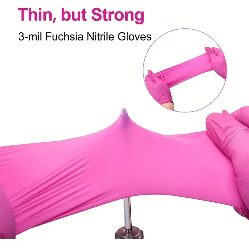 FASMED.CL Guantes de Nitrilo Rosado Guantes Nitrilo Rosado Sin Látex – Caja 100 unid (XS a XL)