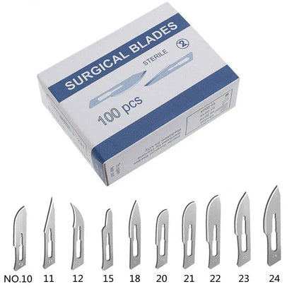 FASMED.CL Hojas de Bisturí Acero Inoxidable Hojas Bisturí Estéril Acero Inoxidable N°10/11/15/20/21 x100