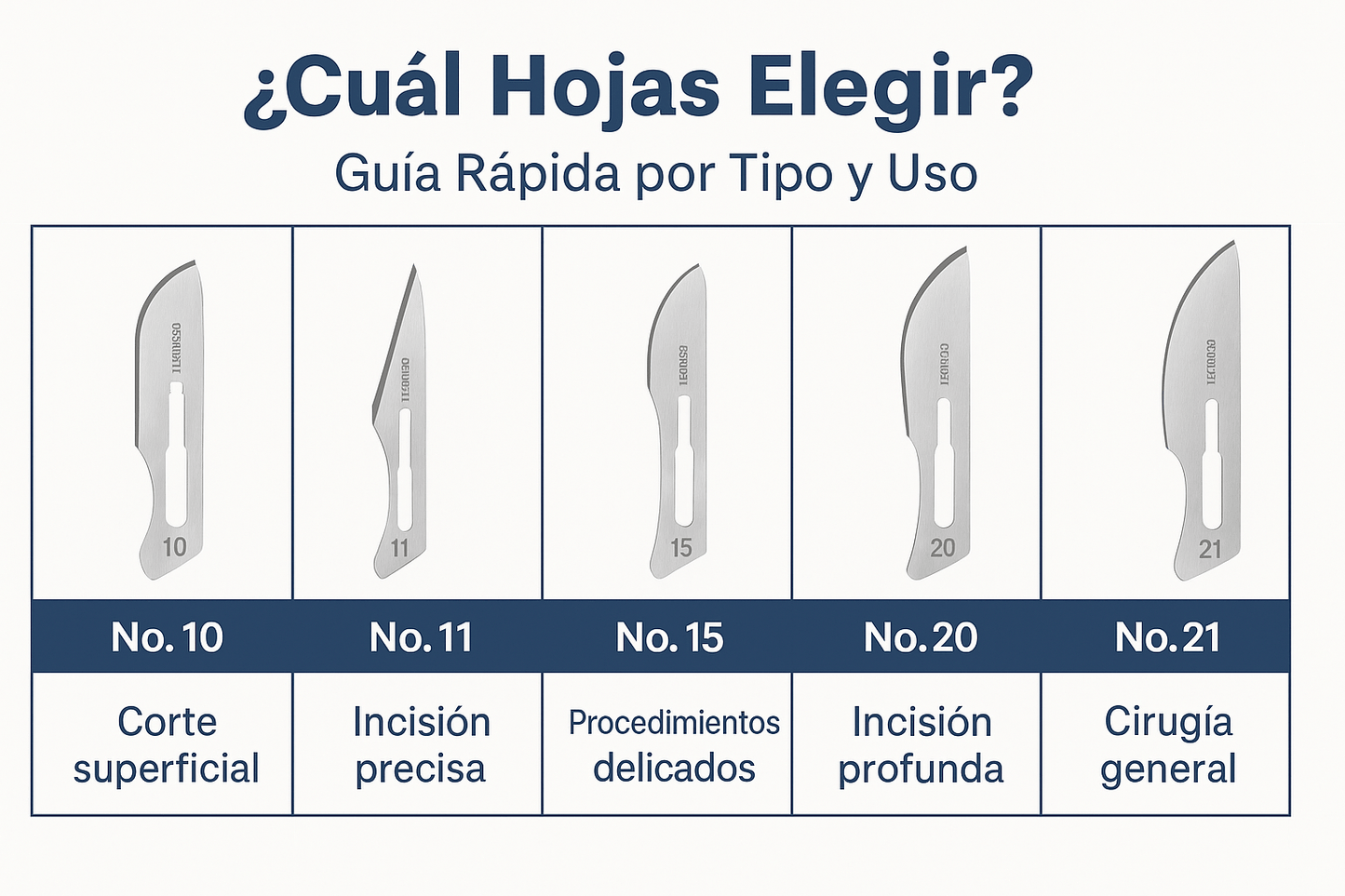 FASMED.CL Hojas de Bisturí Acero Inoxidable Hojas Bisturí Estéril Acero Inoxidable N°10/11/15/20/21 x100