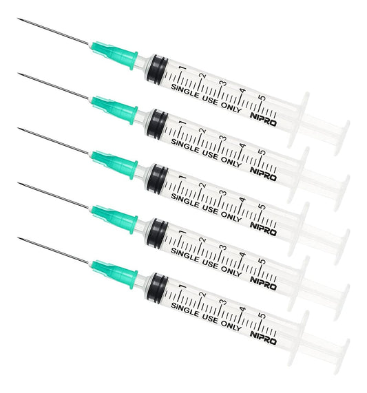 FASMED.CL Jeringa 5ml Luer Lock Desechable Con Aguja 21g X 1 1/2 100u