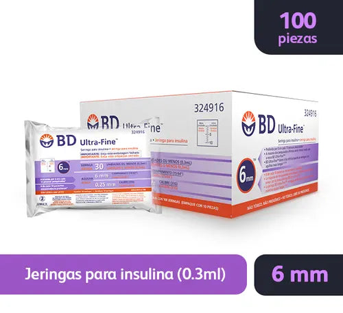 FASMED.CL Jeringa Insulina BD Ultra-Fine 0,3 mL 31G x 6 mm | Caja x 100