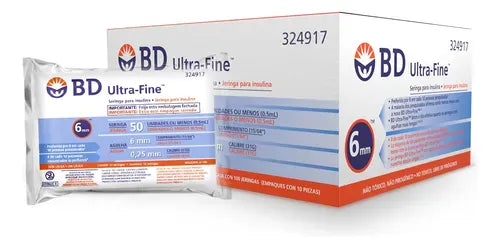 FASMED.CL Jeringa Insulina Jeringa Insulina BD Ultra-Fine 0,5 mL 31G x 6 mm | Caja x 100 Unidade