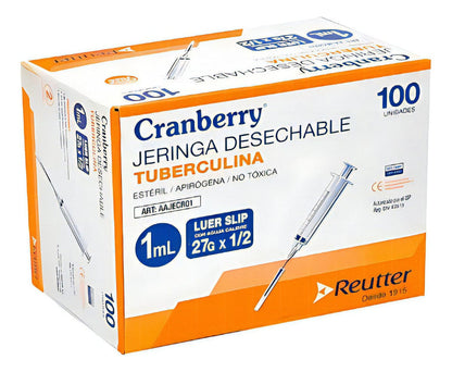 FASMED.CL Jeringa Tuberculina 1 Ml Luer Slip 27g * 1/2 1ml Cranberry