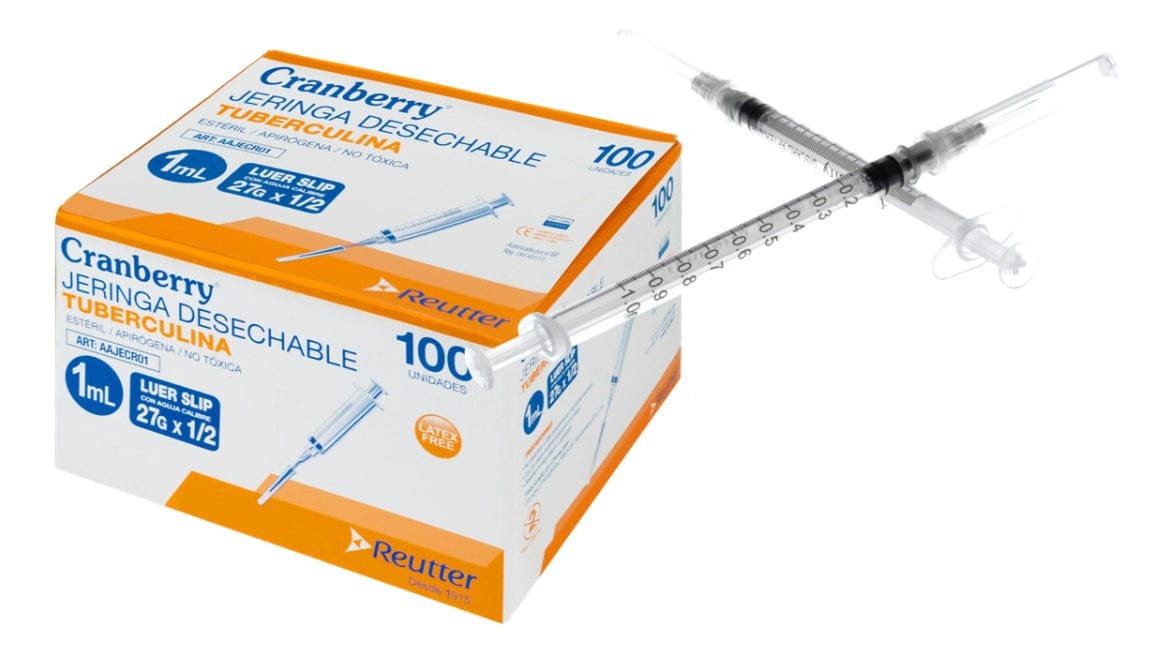 FASMED.CL Jeringa Tuberculina 1 Ml Luer Slip 27g * 1/2 1ml Cranberry
