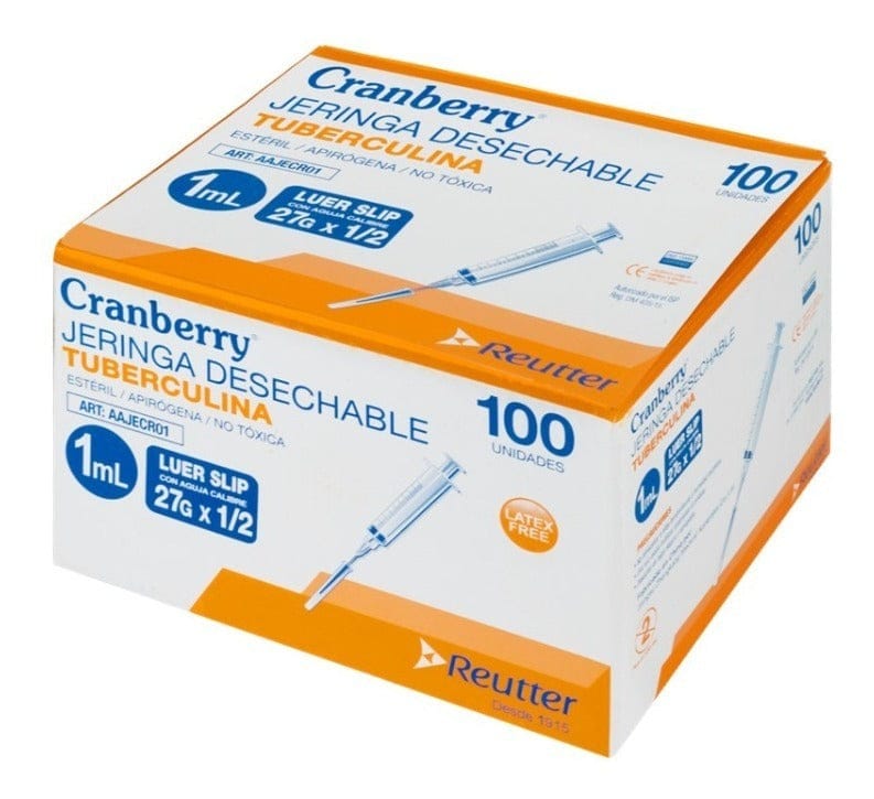 FASMED.CL Jeringa Tuberculina 1 Ml Luer Slip 27g * 1/2 1ml Cranberry