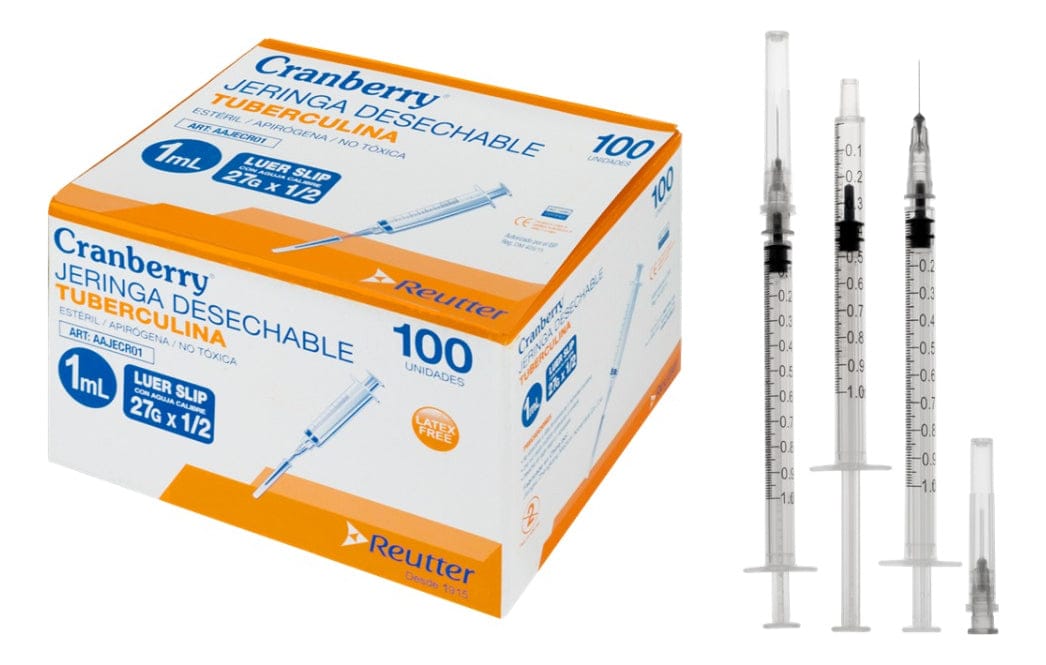 FASMED.CL Jeringa Tuberculina 1 Ml Luer Slip 27g * 1/2 1ml Cranberry