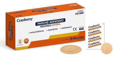 FASMED.CL Parche Adhesivo Redondo Estéril Cranberry 2,5 cm – Curitas Médicas Caja 100 Unidades