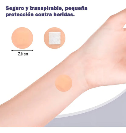 FASMED.CL Parche Adhesivo Redondo Estéril Cranberry 2,5 cm – Curitas Médicas Caja 100 Unidades