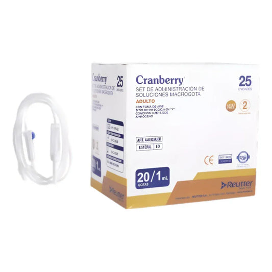 FASMED.CL Set Administración Macrogoteo 20g Set Administración Macrogoteo 20g/ml-bajada De Suero X25 Un.
