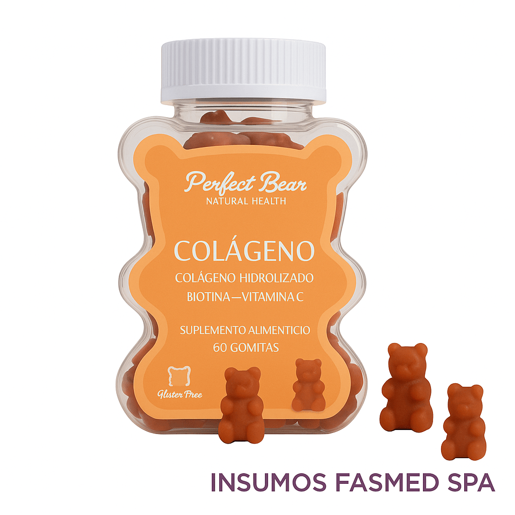 FASMED.CL Suplemento Alimenticio / Suplemento de Belleza Gomitas de Colágeno para Piel, Cabello y Uñas – Perfect Bear | Sin Azúcar | 60 unidades