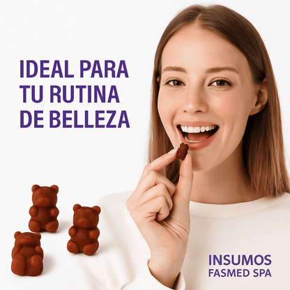 FASMED.CL Suplemento Alimenticio / Suplemento de Belleza Gomitas de Colágeno para Piel, Cabello y Uñas – Perfect Bear | Sin Azúcar | 60 unidades