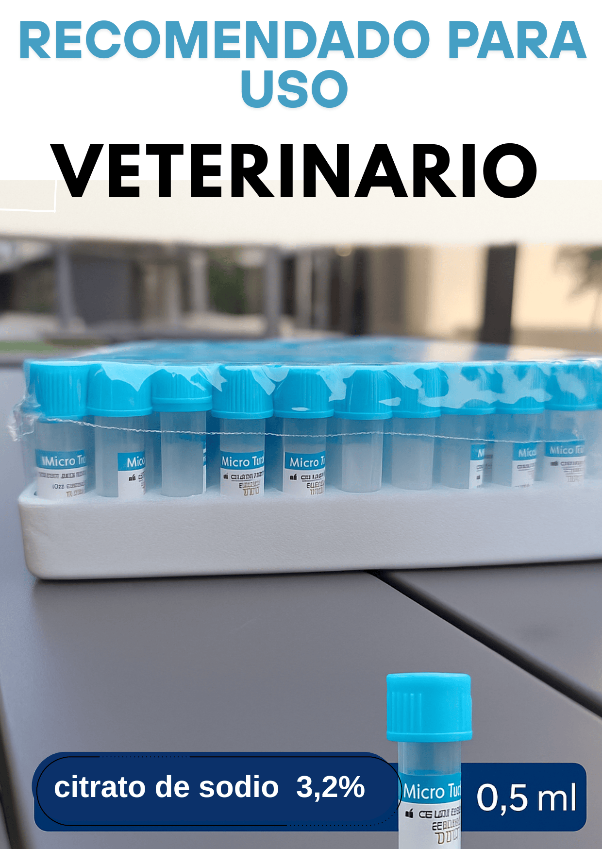 FASMED.CL tubo celeste 0,5 Tubo Vacutainer Tapa Celeste 0,5ml Citrato Sodio x100 | Coagulación