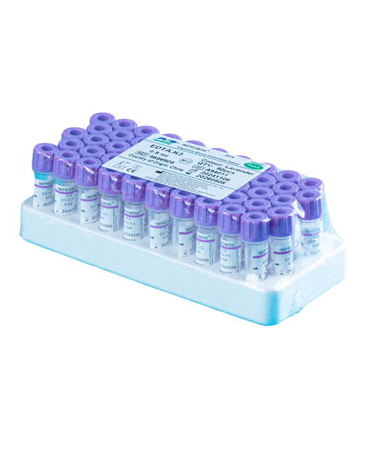 FASMED.CL Tubo de recolección de sangre Tubo de Sangre EDTA K3 0,5 ml Tapa Lila – Hematología | Pack Médico Estéril