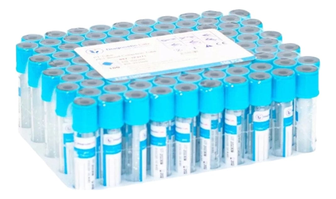 FASMED.CL Tubo Tapa Celeste 2,7ml ( Citrato De Sodio 3,2% ) 100 Tubos