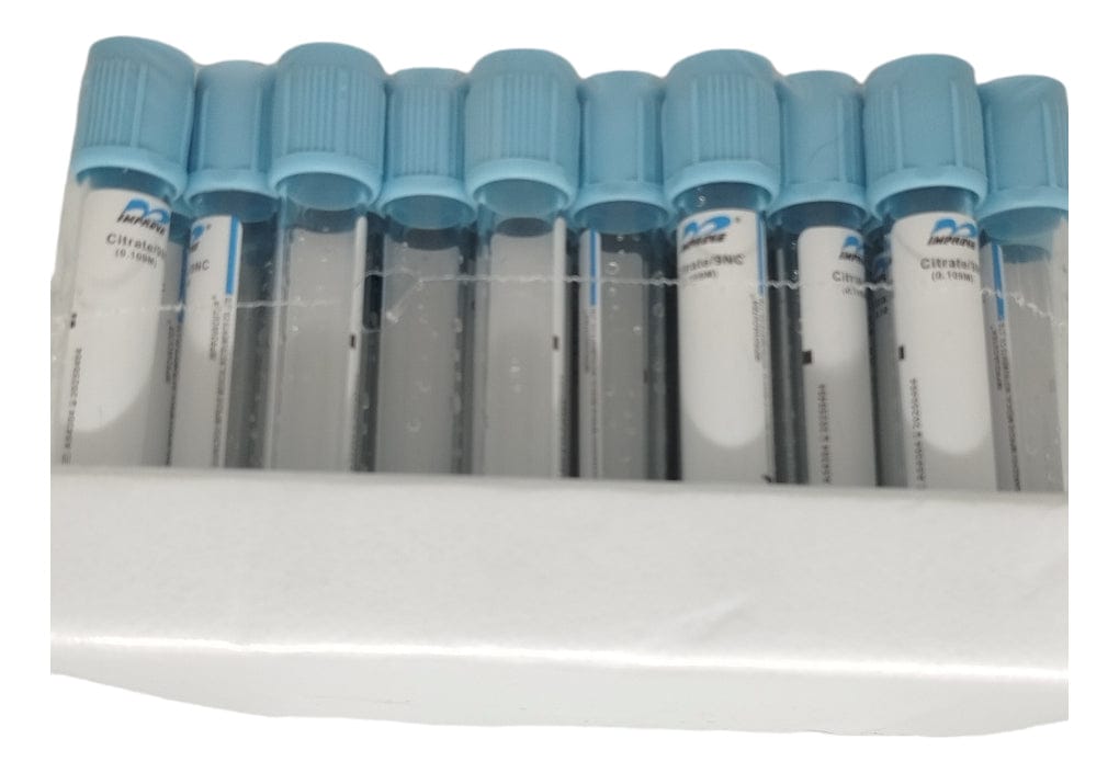 FASMED.CL Tubo Tapa Celeste 2,7ml ( Citrato De Sodio 3,2% ) 100 Tubos