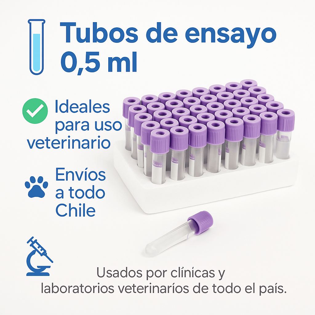 FASMED.CL Tubos de Ensayo Tubos Tapa Lila EDTA K2 0,5 ml Recolección de Sangre Pack 100 Unidades – GlobalVac