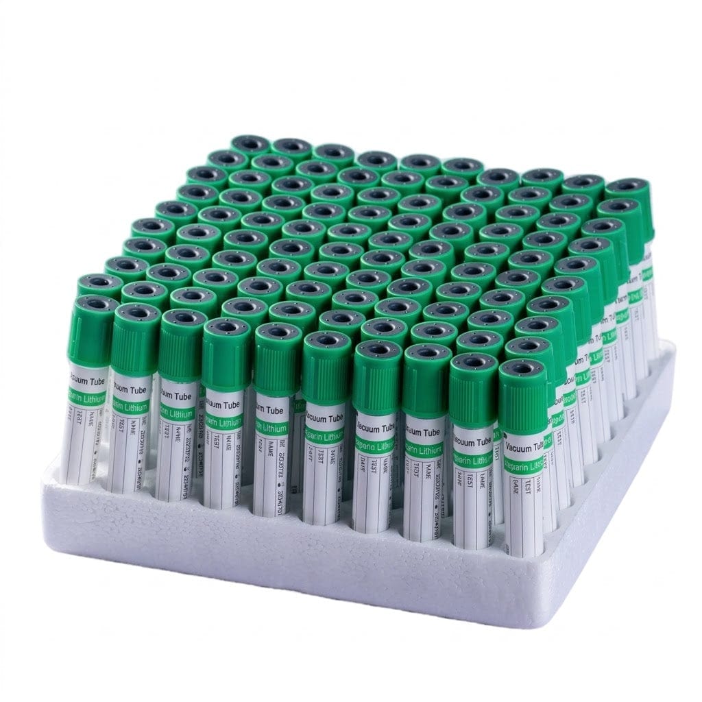 IMPROVE Tubo de extracción Rack 100 unid Tubo Vacutainer Tapa Verde 4ml Li-Heparina Gel x100 | Bioquímica