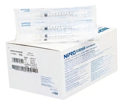 NIPRO Jeringa Caja 100 unid Jeringa Tuberculina 1ml 27G x1/2" x100 Nipro | Insumo Médico