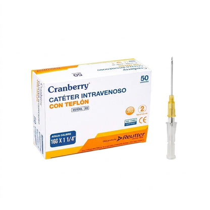 REUTTER Catéter intravenoso 16 Cateter Intravenoso Cranberry (Bránula IV) Estéril con Puerto de Inyección – Variantes de Medida