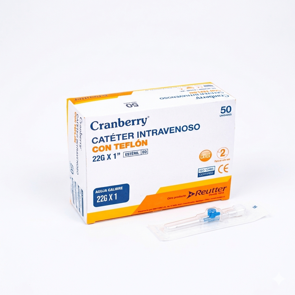REUTTER Catéter intravenoso 20 Cateter Intravenoso Cranberry (Bránula IV) Estéril con Puerto de Inyección – Variantes de Medida