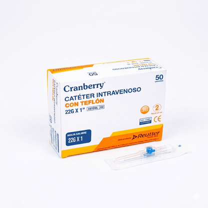 REUTTER Catéter intravenoso 20 Cateter Intravenoso Cranberry (Bránula IV) Estéril con Puerto de Inyección – Variantes de Medida
