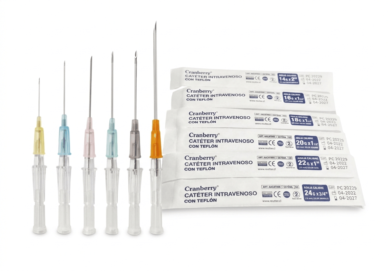 REUTTER Catéter intravenoso Cateter Intravenoso Cranberry (Bránula IV) Estéril con Puerto de Inyección – Variantes de Medida