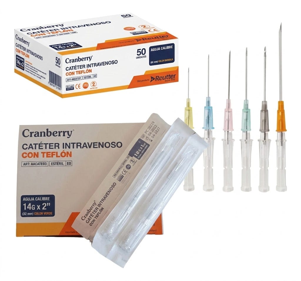REUTTER Catéter intravenoso Cateter Intravenoso Cranberry (Bránula IV) Estéril con Puerto de Inyección – Variantes de Medida
