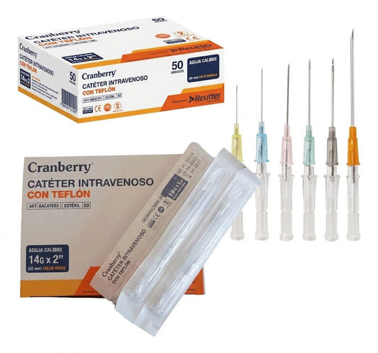 REUTTER Catéter intravenoso Cateter Intravenoso Cranberry (Bránula IV) Estéril con Puerto de Inyección – Variantes de Medida