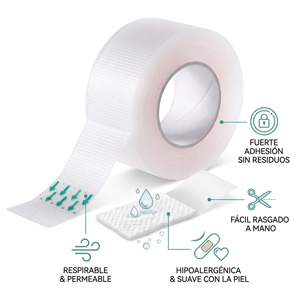 REUTTER cinta transpore Cinta Transpore 2,5 cm x 9 m Transparente – Cinta Adhesiva Médica