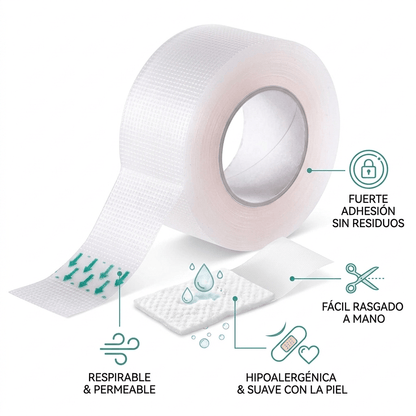 REUTTER cinta transpore Cinta Transpore 2,5 cm x 9 m Transparente – Cinta Adhesiva Médica