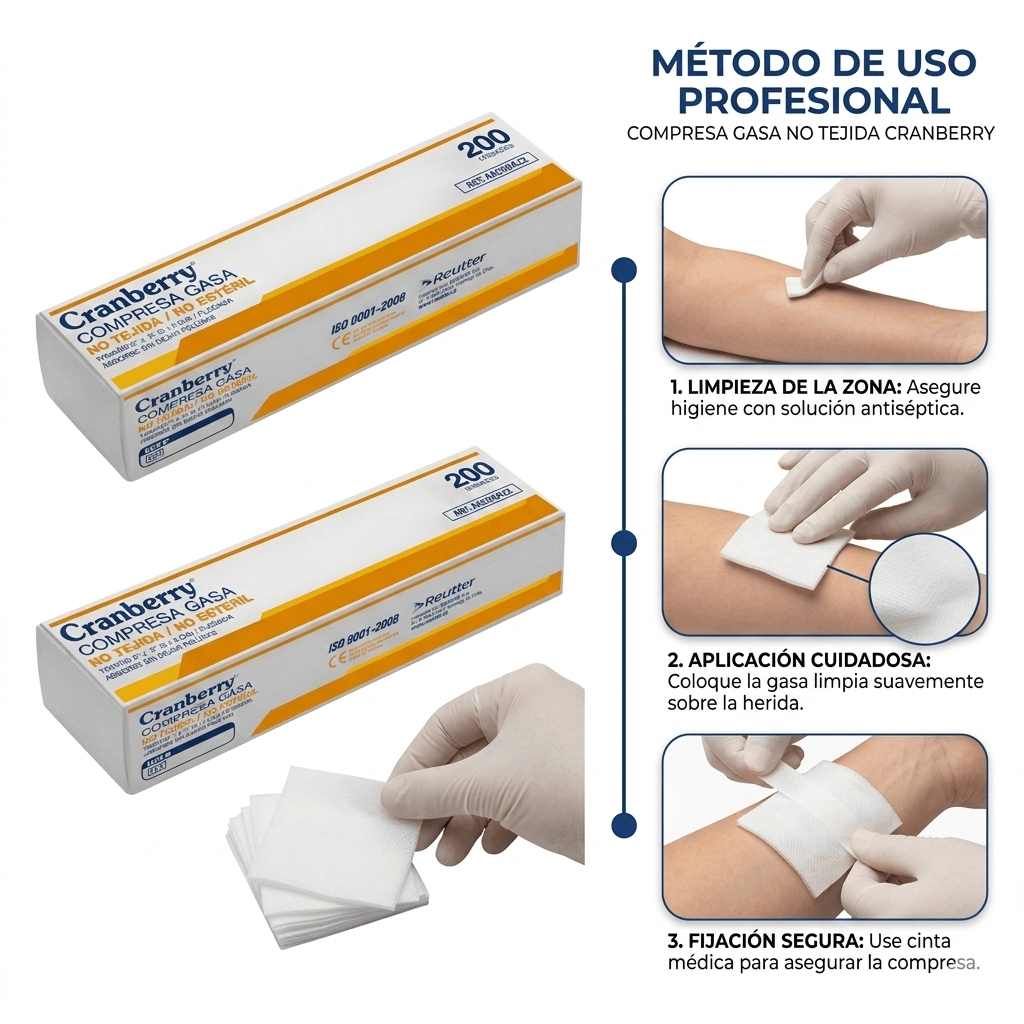 reutter Compresas de gasa Gasa No Tejida 5x5 cm No Estéril Caja 200 Cranberry
