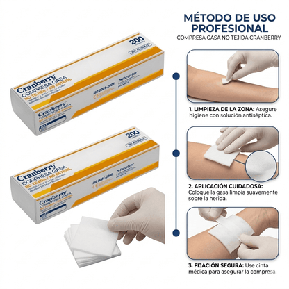 reutter Compresas de gasa Gasa No Tejida 5x5 cm No Estéril Caja 200 Cranberry