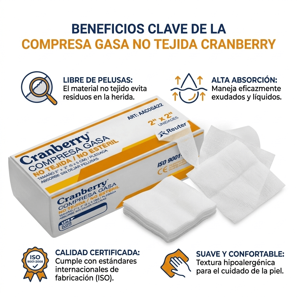 reutter Compresas de gasa Gasa No Tejida 5x5 cm No Estéril Caja 200 Cranberry