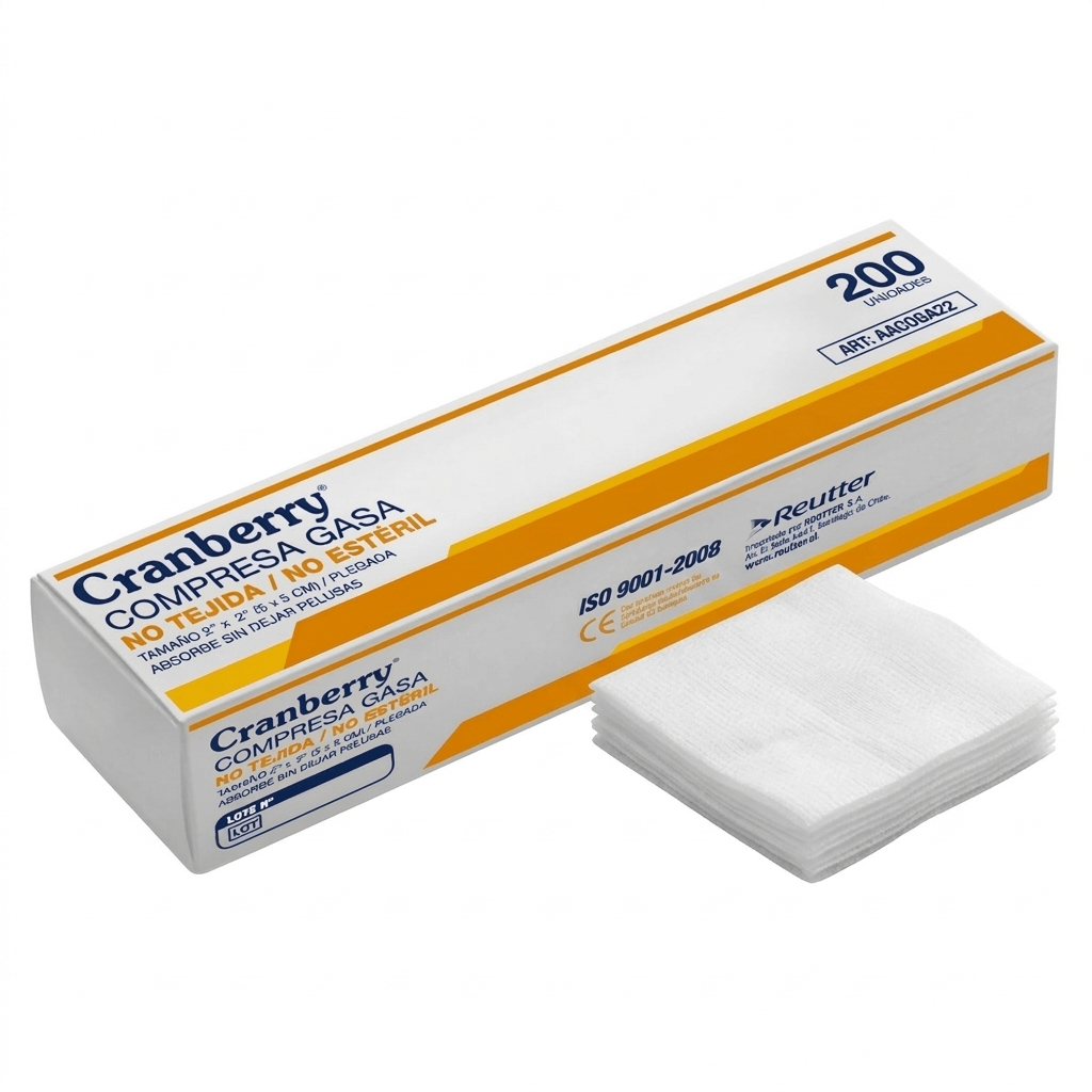 reutter Compresas de gasa Gasa No Tejida 5x5 cm No Estéril Caja 200 Cranberry