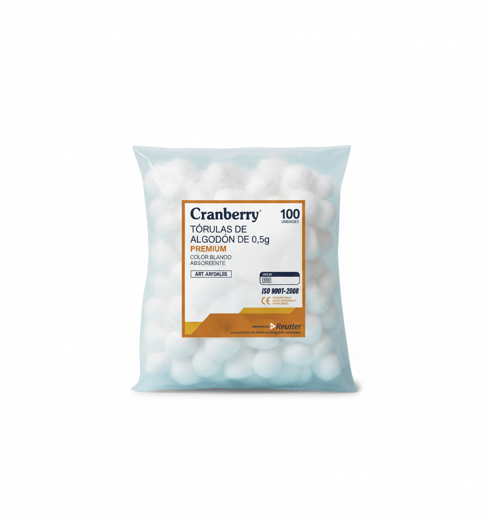REUTTER torulas de algodon 0.5 gramos Tórulas de Algodón  0,5 g / 1 g / 3,5 g – Bolsa 100 Unidades Absorbentes