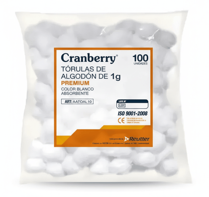 REUTTER torulas de algodon 1 gramos Tórulas de Algodón  0,5 g / 1 g / 3,5 g – Bolsa 100 Unidades Absorbentes
