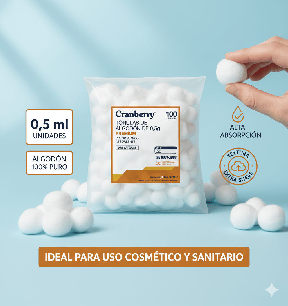 REUTTER torulas de algodon Tórulas de Algodón  0,5 g / 1 g / 3,5 g – Bolsa 100 Unidades Absorbentes